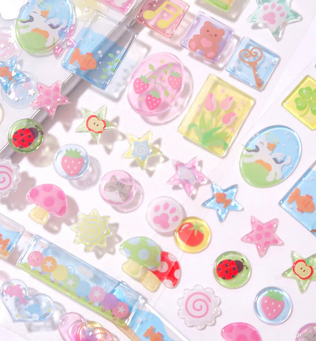 [Pearly Button] Jelly Cubes Epoxy Sticker Sheet
