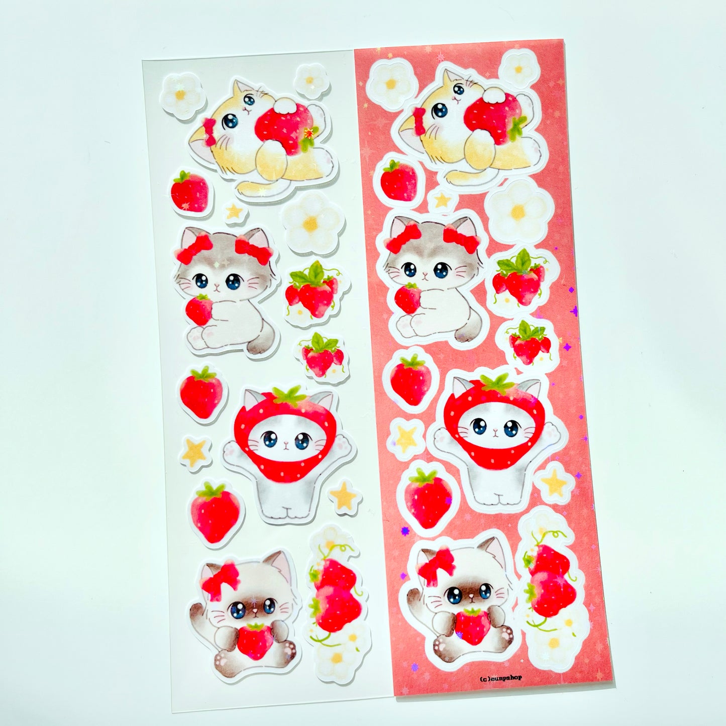 [Eunpshop] Strawberry Cat Line Deco Sticker Sheet