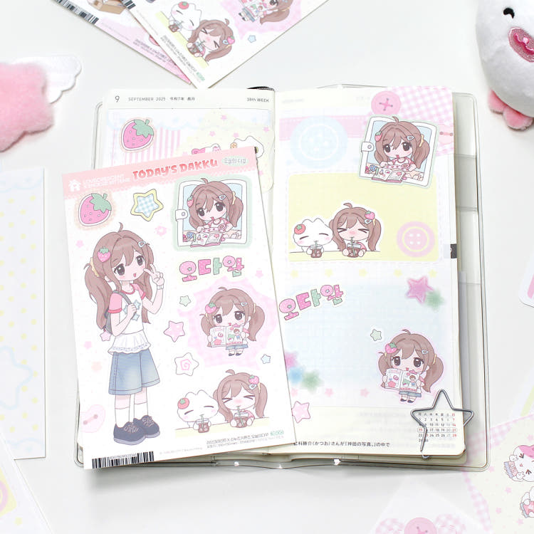 [Snooze Kittens x Love Crescent] Today's Dakku Sticker Sheet