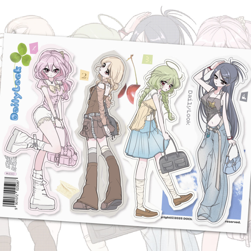 [Doci of Dreams] Daily Look Girl Character Sticker Sheet