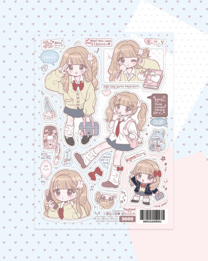 [Seolkee] Schoolgirl Sugar-coated Sticker Sheet (2 types)