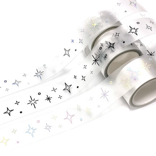 [Black Letter] Drawing Twinkle Hologram Foil Matte Coating Kisscut Tape (3 types)