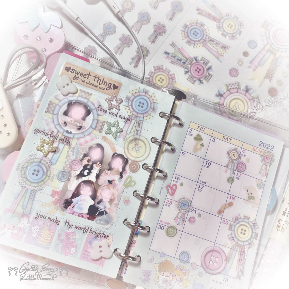 [Cherish 203] Creamy Candy Rosette M Deco Sticker Sheet