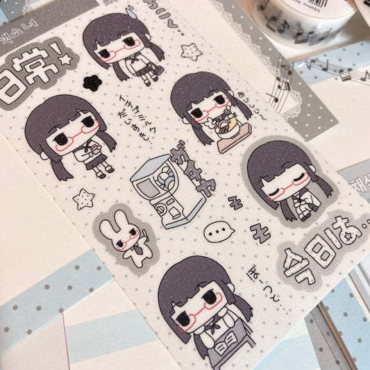 [Love Things] Monochrome Girl Sticker Sheet