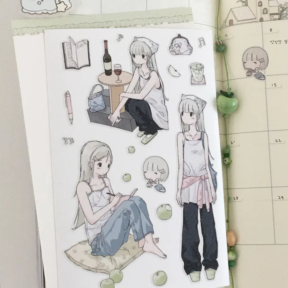 [Soso Hehe] Green Apple Girl Sticker Sheet