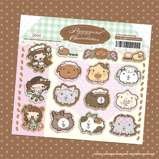 [Invaderdarling] Piggygirl Chocolatier Sticker Sheet
