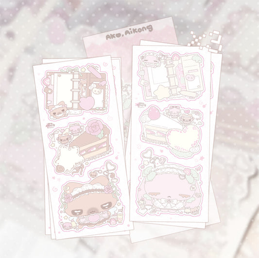 [Ako, Aikong] Sweet Bite Memo Sticker Sheet Set Pack (2 types, 3 each)