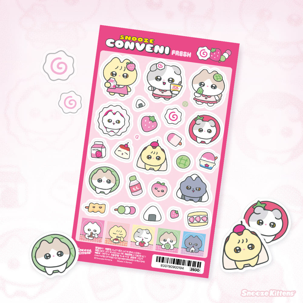 [Snooze Kittens] Conveni Fresh Sticker Sheet