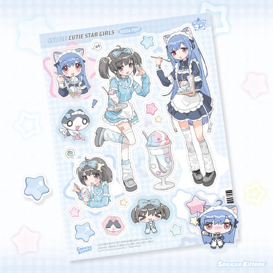 [Snooze Kittens] Cute Star Girls Soda Pop Sticker Sheet