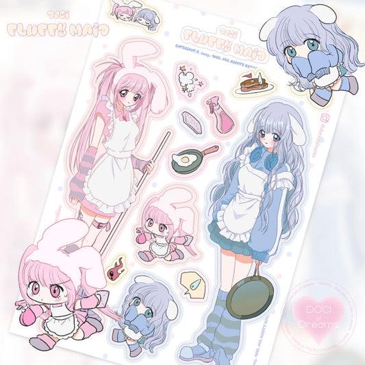 [Doci of Dreams] Fluffy Maid Character Sticker Sheet