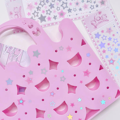 [Pearly Button] Aurora Pink Star Deco Sticker Sheet