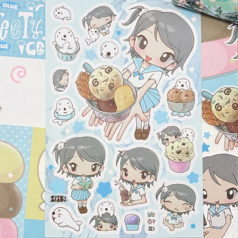 [Zkzk Studio] Sweet Ice Sticker Sheet (Blue Ver.)