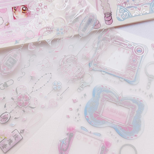 [Pearly Button] Cyber Rose Key Ring Sticker Sheet