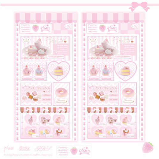 [Pearly Button] Pink Sweets Menu Sticker Sheet