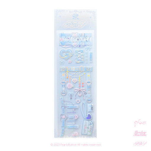 [Pearly Button] Silk Rose Belt Blue Sticker Sheet