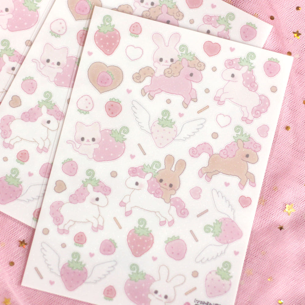 [Angora Lora] Strawberry Pony Deco Sticker Sheet