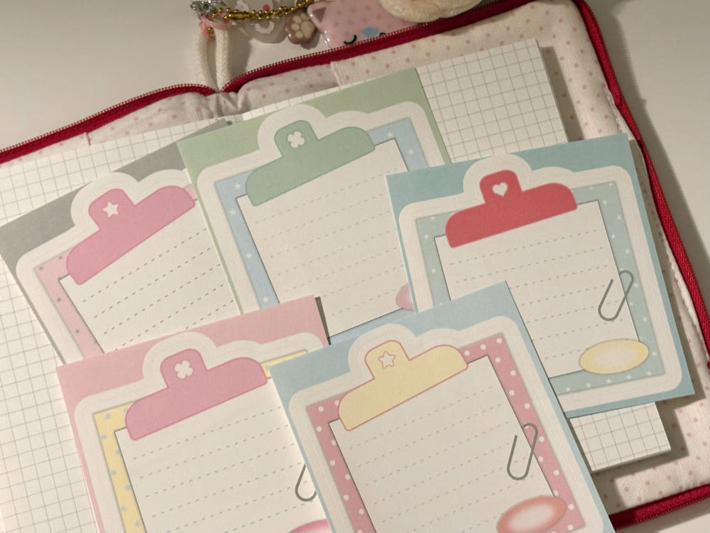 [Happiest Fluffy Shop] Clip Memo Sticker Set