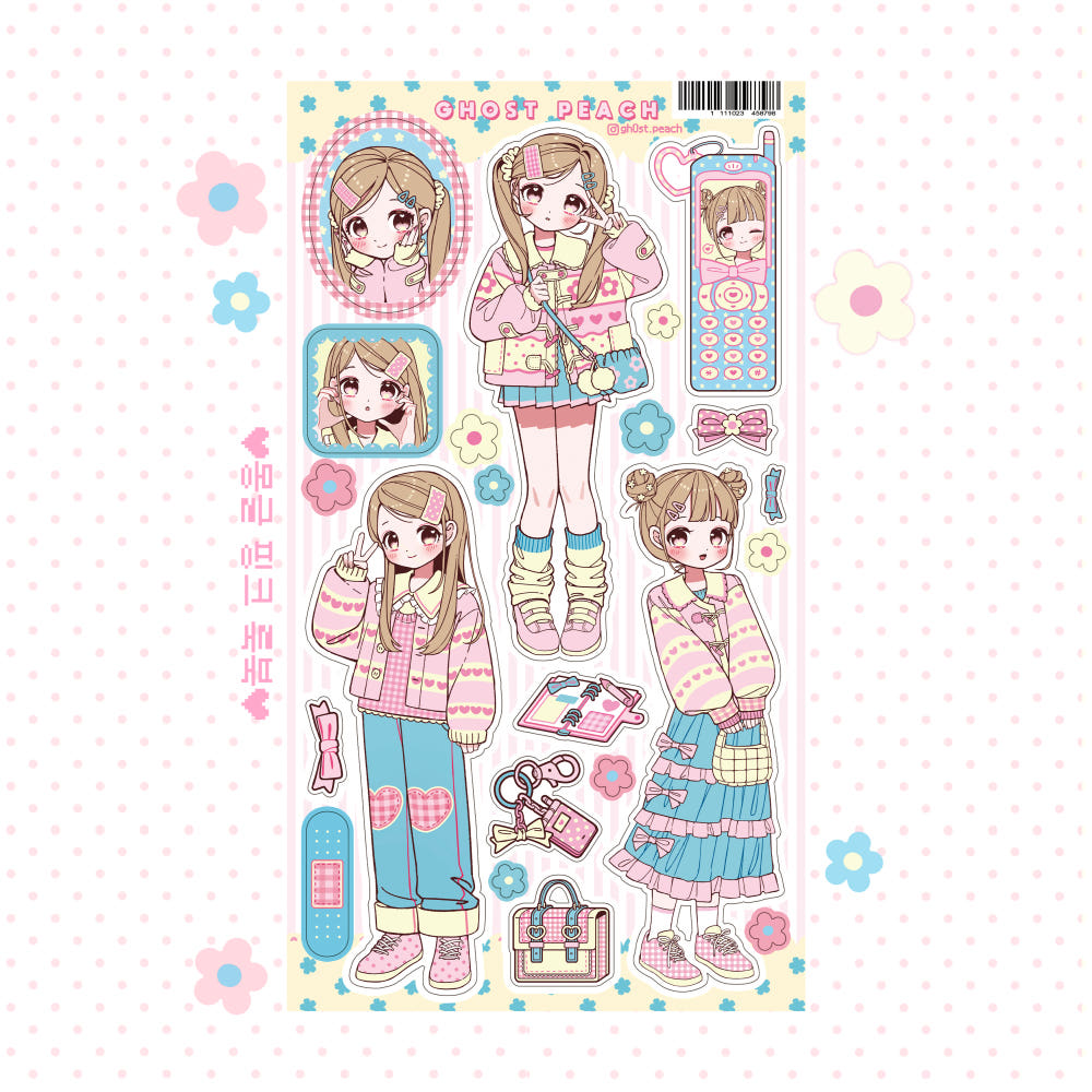 [Ghost Peach] Soft Pink Lookbook Sticker Sheet