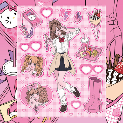 [Rumpumpum] Gyaru Girl Kiss Cut Sticker It's Deco Day