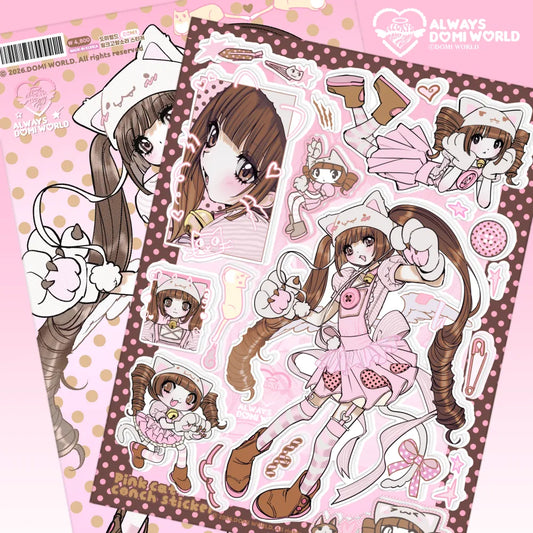 [Domi World] Pink Kitty Sora Sticker Sheet
