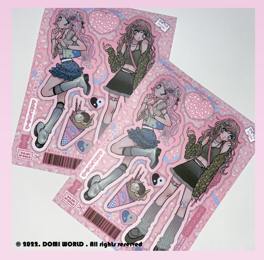 [Domi World] Gyaru Square Sticker (cutting sticker)