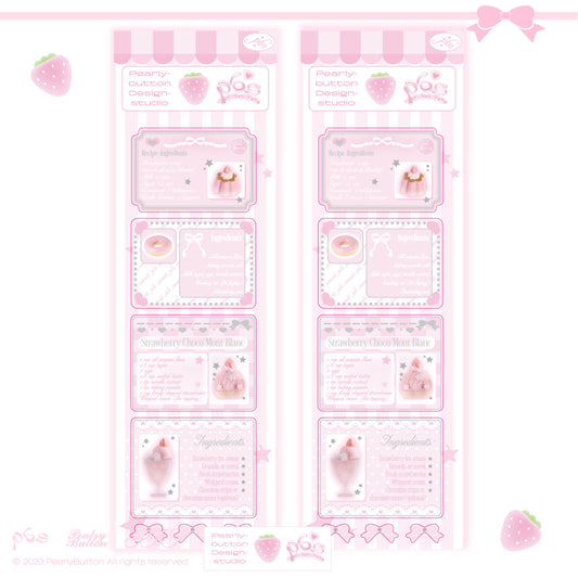 [Pearly Button] Pink Recipe Book Deco Sticker Sheet