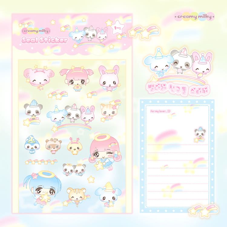 [Creamy Milky] Starland Friends Deco Sticker Sheet