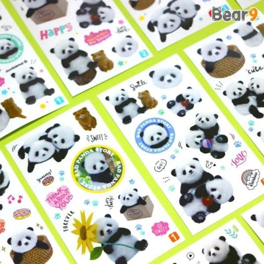 [Stationery Korea] Bao Panda Removable Sticker Sheet (3 Sheets/Set)
