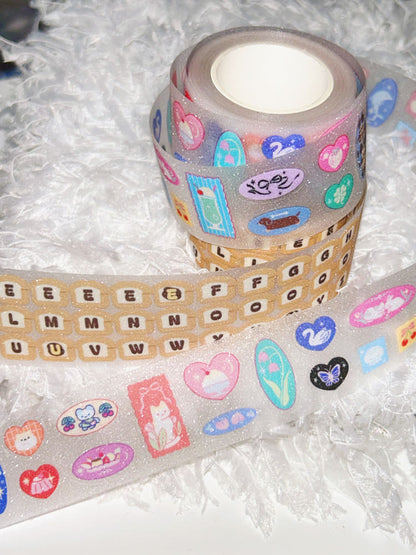 [Pompomroom] Bread Alphabet Sugar Glitter Clear Kiss Cut Tape