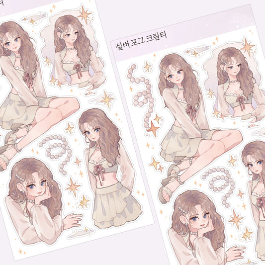 [Bokchee] Silver Fog Cream Tee Sticker Sheet