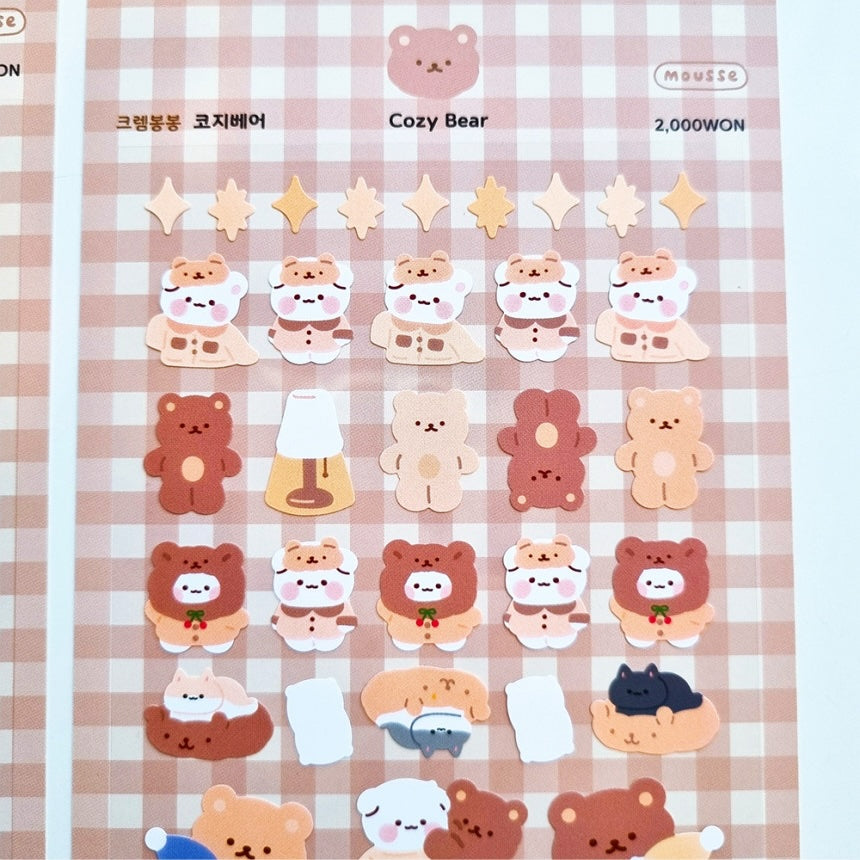 [My Mousse] Cozy Bear Deco Sticker Sheet