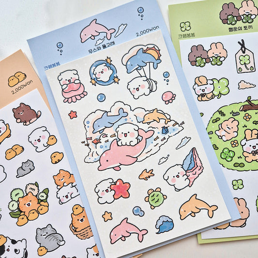 [My Mousse] Mousse and Dolphins Sticker Sheet