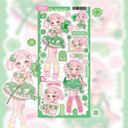 [Ghost Peach] Cute Clover Sticker Sheet