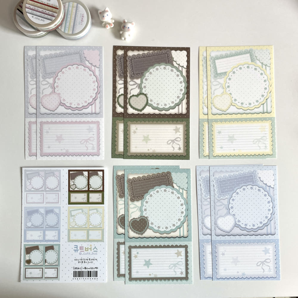 [Cute Bus] Lace Memo Sticker Pack (Ver 2)
