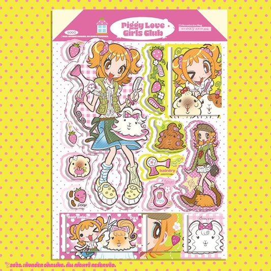 [Invaderdarling] Piggy Love Girls Club Sticker Sheet (Ver. Pink)