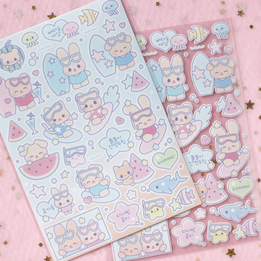 [Angora Lora] Summer Sea Water Safety Rules Deco Sticker Sheet