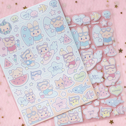 [Angora Lora] Summer Sea Water Safety Rules Deco Sticker Sheet