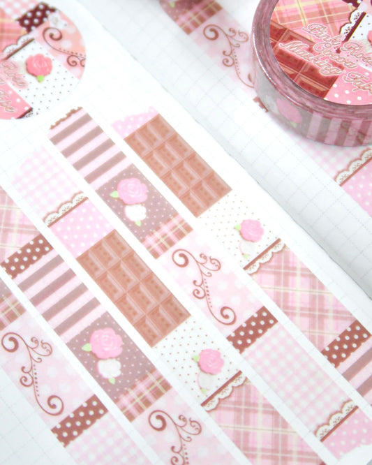 [Pearly Button] Pink Rose Cocoa Washi Tape