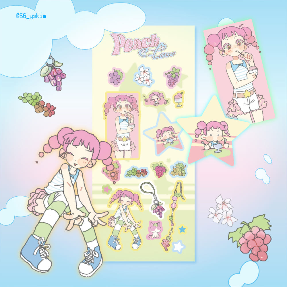 [Sg_yskim] Peach C-Love Sticker Sheet (Popo)
