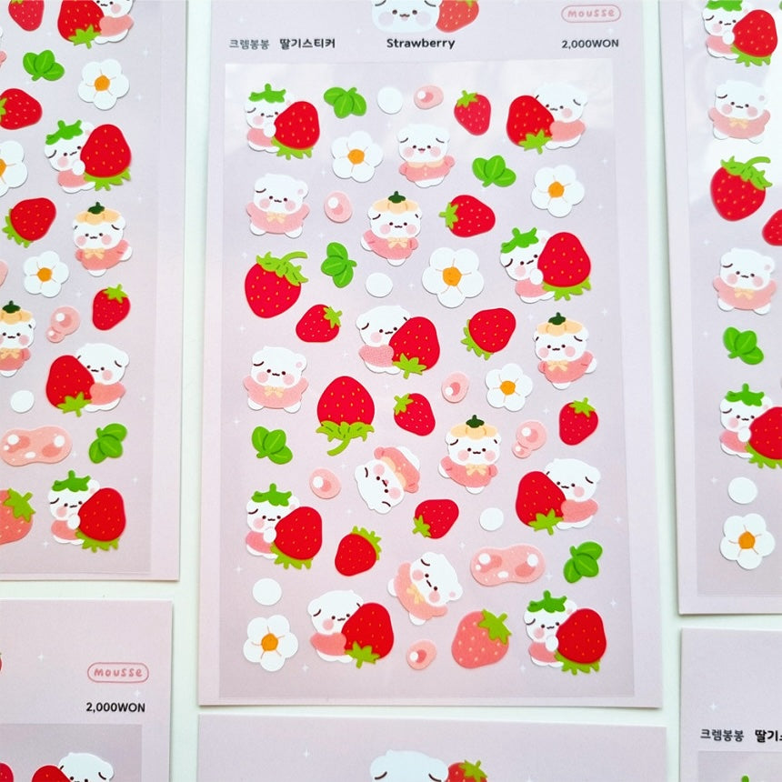 [My Mousse] Strawberry Deco Sticker Sheet