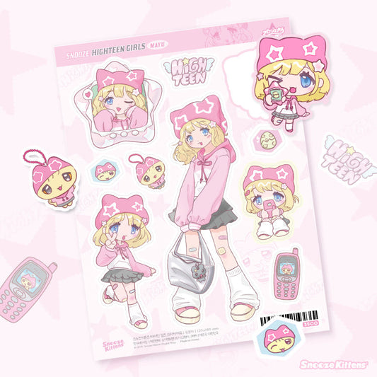 [Snooze Kittens] Highteen Girls Sticker Sheet (Mayu)