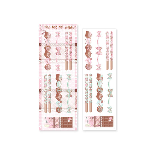 [Pearly Button] Pink Cocoa Sweets Deco Sticker Sheet