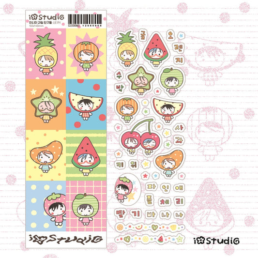 [io studio] Mini Me Fruit Friends Deco Sticker Sheet (Clear)
