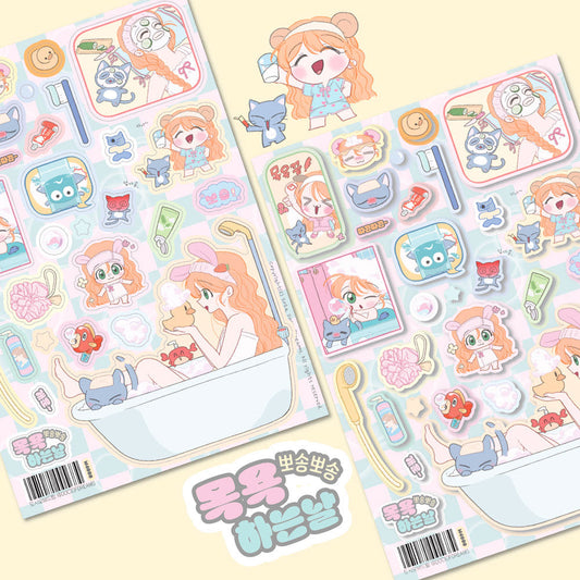 [Doci of Dreams] Soft & Fluffy Bath Day Character Sticker Sheet