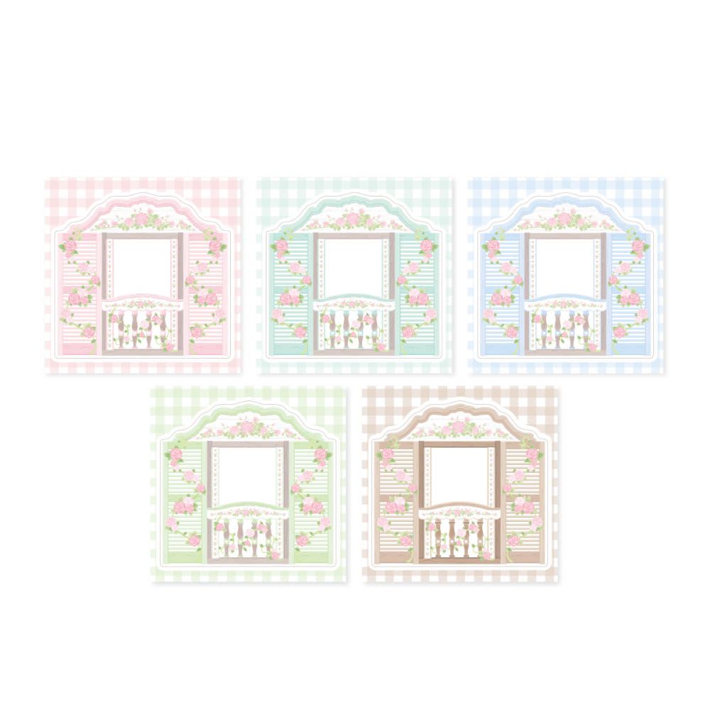 [Pearly Button] Vintage Rosewood Window Memo Sticker Pack