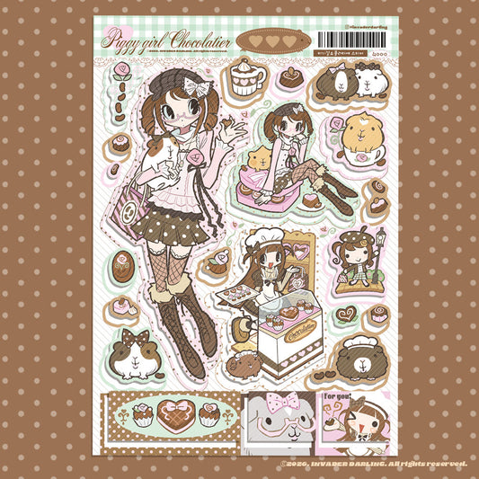 [Invaderdarling] Piggy Girl Chocolatier Sticker Sheet