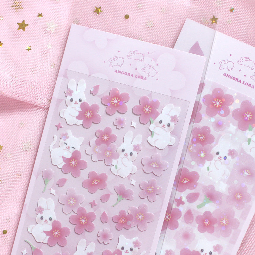 [Angora Lora] Cherry Blossom Sticker (Cherry Blossom Kitty)