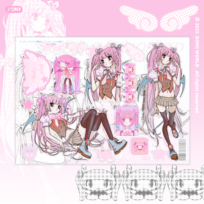 [Domi World] Baby Pink Sticker Sheet