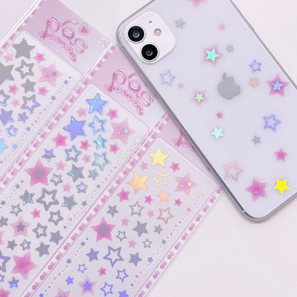 [Pearly Button] Aurora Pink Star Deco Sticker Sheet