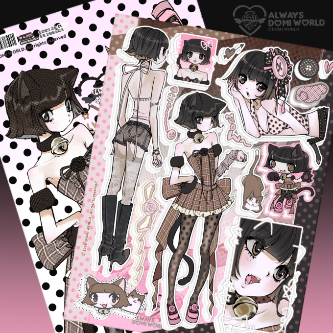 [Domi World] Black Dot Kitty Sticker Sheet